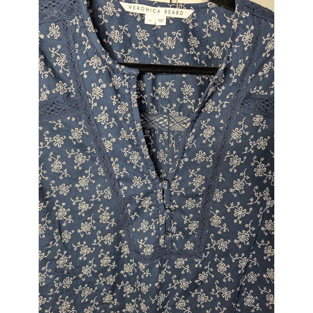 Veronica Beard Kent Floral blouse embroidered sz 10 - Picture 6 of 8